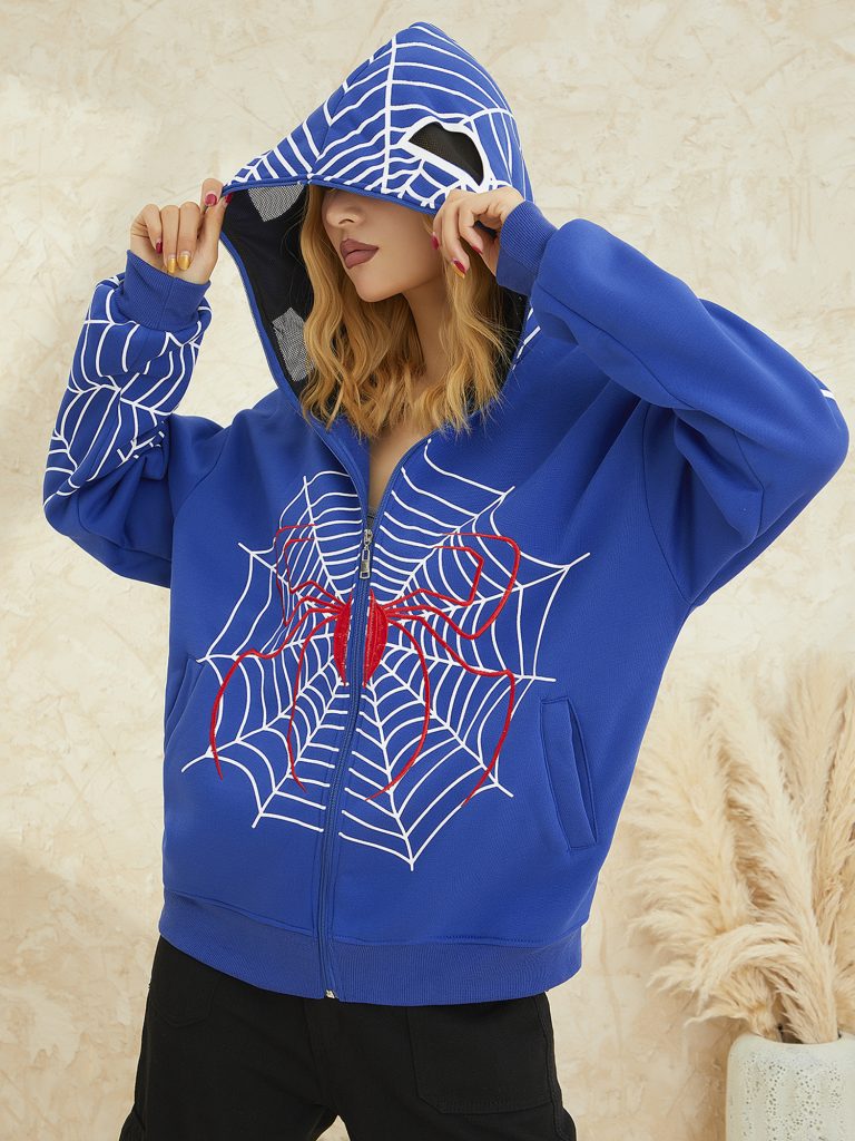 spider hoodie blue